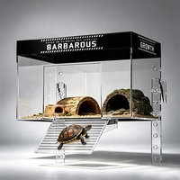 Plateforme de bain de soleil transparente antidérapante pour tortues, avec niveau d'eau réglable, accessoires pour reptiles, rampe et île d'escalade pour cage