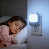 Veilleuse LED à télécommande avec capteur crépusculaire, lumière chaude moderne, blanc chaud, intensité réglable, pour le sommeil