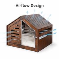Maison pour chat en bois en forme de A, villa intérieure pour animaux de compagnie avec porte verrouillable en acrylique transparent