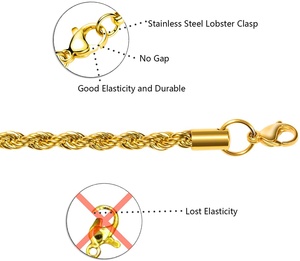 Collar Hip Hop Unisex con Cadena de Cuerda Chapada en Oro de 18K y Gancho de Acero Inoxidable para Dropshipping - Product Image 5