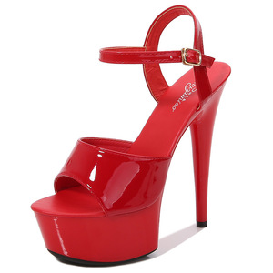 <span class=keywords><strong>Sandali</strong></span> con Tacco Alto di Alta Qualità, Stiletto Sexy Nero Impermeabile con Plateau, Tacco 15cm, <span class=keywords><strong>Sandali</strong></span> Estivi da Donna, Produzione Diretta - Product Image 1