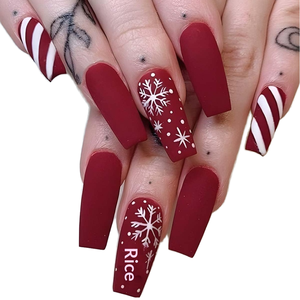 <span class=keywords><strong>Uñas</strong></span> Postizas <span class=keywords><strong>Navideñas</strong></span> Bufenia, 24 Piezas, Diseño <span class=keywords><strong>de</strong></span> Copo <span class=keywords><strong>de</strong></span> Nieve, Estilo Bailarina, Cobertura Completa, Acrílicas, Pre-diseñadas, Forma Ataúd, Longitud Media, para Mujer - Product Image 1