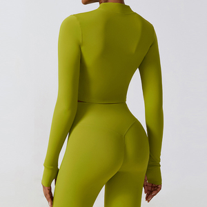 Căng Cao Tập Thể Dục Mặc Yoga Quần Áo Phòng Tập Thể Dục Áo Khoác Dài Tay Áo Activewear Tập Luyện Bộ Cho Phụ Nữ - Product Image 6