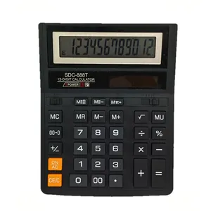 Calculatrice de bureau à piles bouton en plastique, affichage 12 chiffres, noire, pour étudiants, fabricant chinois - Product Image 1