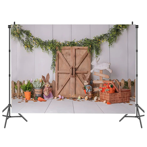 Primavera pasqua foto sfondo giardino carino coniglio uova fiori Baby Shower compleanno bambini ritratto fotografia sfondo - Product Image 1