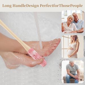 15.7" Toe Cleaning Brush, Foot Scrubber for Shower, Rubber Toe <b>Gap</b> Cleaning Brush Long Handle for Seniors,Elderly - Product Image 3