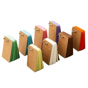 Custom Kraft Paper Portable Memo Pad Word Study Card Colored Blank Flash Index Cards with Binder Ring