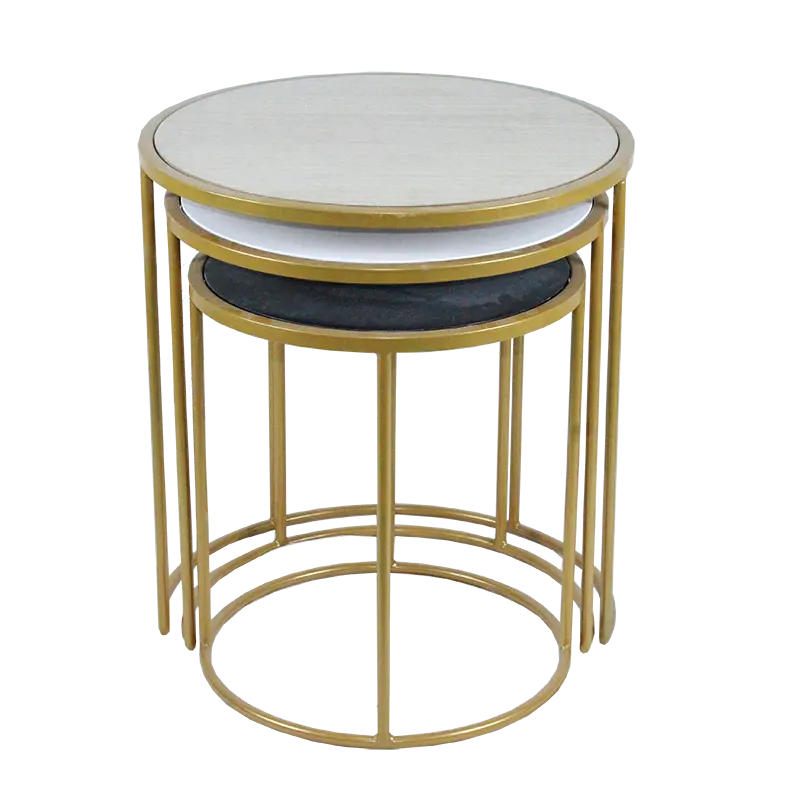 3 Set çapraz çerçeve metal yan masa popüler sıcak satış tarzı basit tasarımı ile oturma odası için