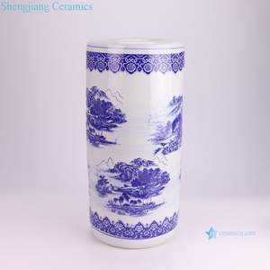 <span class=keywords><strong>Portaombrelli</strong></span> in porcellana rustica cinese RZUA01-F blu e bianco paesaggio supporto in ceramica per ombrelli all'aperto - Product Image 2