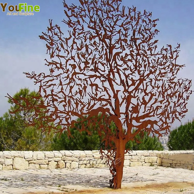उच्च गुणवत्ता बिक्री के लिए लोकप्रिय सार Corten स्टील मूर्तिकला पेड़ मूर्तिकला