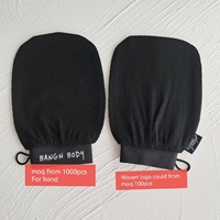 Logo privé 100% fibre de viscose noir exfolier gant visage corps nettoyage en profondeur corps gommage bain marocain Tan exfoliant gant