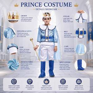 Costumes de fête d'Halloween et de Noël, déguisements pour enfants, garçons, prince médiéval, costume de roi, HCBC-022 - Product Image 4