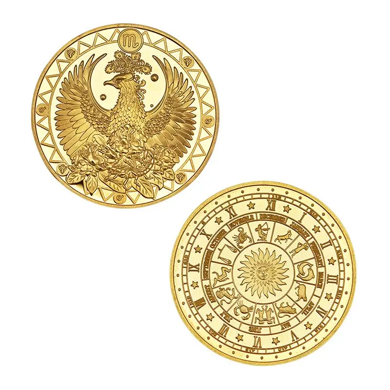 Koin peringatan dilapis emas koin zodiak kreatif hadiah koleksi seni kerajinan Dekor Rumah kustom