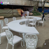 Table ronde de banquet de mariage LEDA en acier inoxydable en forme de S, table de salle à manger moderne de luxe pour événements de mariage en plein air