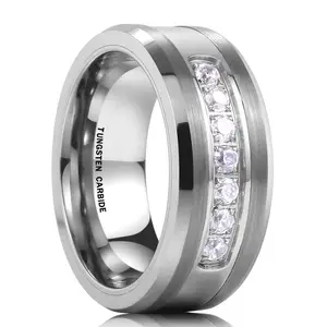 Gents Accessories Jewelry Wedding Bands Rings Men Blue cz Black Diamond Tungsten Carbide Ring Male Stone