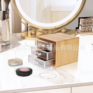 Nouvelle boîte de rangement pour bijoux en bambou, usage domestique, style rustique, organisateur anti-poussière, boîte de rangement pour bijoux en bambou et en bois - Product Image 2