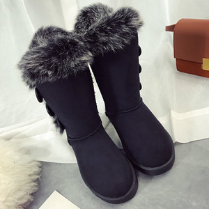 Bottes de neige d'hiver au genou en coton pour femmes grande taille bouton doublé polaire épaissi cuir suédé Heattech caoutchouc/peluche/PU - Product Image 6