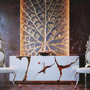 Luxury Modern Italian Convertible Stainless Steel Base Wood Veneer <b>Sideboard</b> for Dining Living Room & Hotel Use - Product Image 4