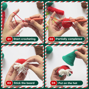 New Christmas Themed Crochet Stuffed Animals <b>Kit</b> for <b>Beginners</b> Kids' Gifts Needle Creations Yarn - Product Image 5