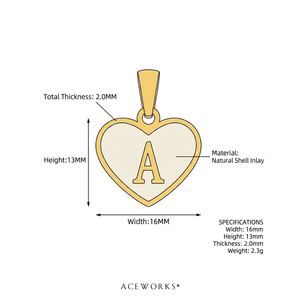 Colgante con Inicial en Forma de Corazón |   Colgante de Letra Inicial Personalizado de Acero Inoxidable de 16 mm con Baño de Oro PVD de 18K para Fabricación de Joyería DIY - Product Image 6