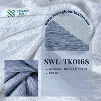 Tissu de piqué de laine de mer recyclé SWL-TK0168 155GSM mélange de contrôle des odeurs à séchage rapide pour la chemise de sport unisexe