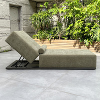 Chaise longue d'extérieur en tissu en forme de L, style nordique, avec structure en alliage d'aluminium, idéale pour cour, villa, bord de piscine – Vente directe usine