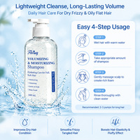 Shampo Volumizing Pelembap Essence Butiran Biru 300ml Private Label OEM ODM, Mengangkat Akar, Tahan Lama, Mengembangkan Rambut Kering