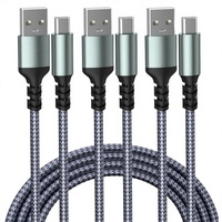 Câble de charge rapide LongEtech 2m en nylon QC&PD 2-en-1 USB-A/C vers USB-C 60W à angle droit pour MacBook Pro/Air iPad Pro/Mini/Air