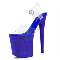 Poudre Flash exotique 20cm élégant Peep Toe mariée fête plate-forme sandales 8 pouces Sexy fétiche modèle discothèque pôle danse chaussures reine