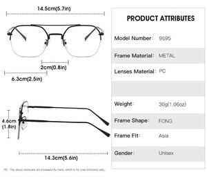 Gafas de Sol Modernas con Marco Semi-Cuadrado y Diseño de Doble Puente Metálico, <span class=keywords><strong>Lentes</strong></span> Fotocromáticas con Protección <span class=keywords><strong>Anti</strong></span>-<span class=keywords><strong>Luz</strong></span> <span class=keywords><strong>Azul</strong></span> para Uso en Interiores y Exteriores, 2025 - Product Image 3