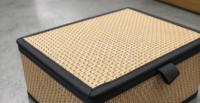 Boîte de rangement personnalisée en rotin tressé pour Mahjong, 9,65*7,09*4,33 pouces, étui de voyage à couvercle pour tuiles de Mahjong américain, OEM