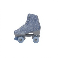 Patins à roulettes ajustables à 4 roues lumineuses en cuir synthétique PVC pour filles et adultes, vente en gros