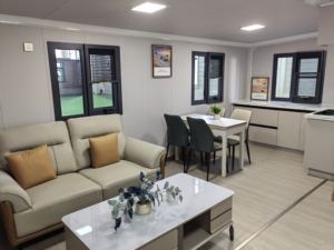 Panel de sándwich a prueba de huracanes, casa contenedora expandible de fachada de vidrio portátil personalizada de 20 pies con 2 dormitorios, 1 baño - Product Image 2