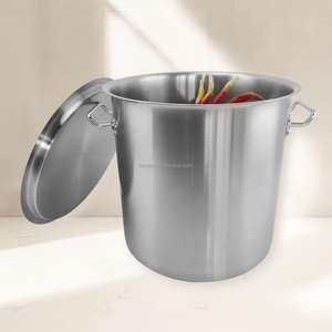 Olla para Sopa de Acero Inoxidable NSF de Diseño Clásico con Tapa, Apta para Gas e Inducción - Product Image 1