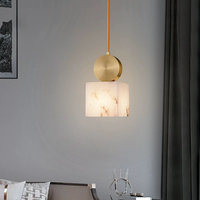 Lustre suspendu en marbre espagnol, design carré, luxueux et atmosphérique, idéal pour chambre à coucher, entrée, éclairage design en gros