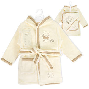 100% puro cotone velluto 4 pezzi Set <span class=keywords><strong>accappatoio</strong></span> bambino con cappuccio ricamato morbido traspirante compresso per neonato per uso bagno - Product Image 1