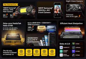 สมาร์ทโฟน Blackview 4G รุ่นทนทาน 6+256GB กล้องมองกลางคืน Android 16 กล้องหลัก 108MP G100 ไฟแคมป์ปิ้ง 4G แบตเตอรี่ 20000mAh รุ่น Blackview Rock 5 - Product Image 5