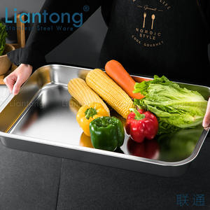 Approvisionnement d'usine en acier inoxydable 201 matériel litière pour chat bord roulé plateau profond récipient de service de nourriture casserole - Product Image 3