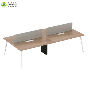 Scrivania Modulare per Ufficio, Tavolo per 4 Persone con Gambe in Acciaio e Piano in Legno per Aziende - Product Image 1