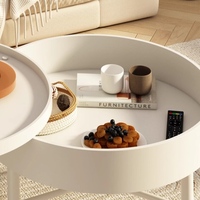 Table basse ronde noire durable pour bureau à domicile meubles de salon faciles à assembler avec ensemble de rangement inclus