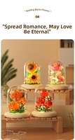 Blok Bangunan Plastik ABS Berlampu LED dengan Penutup Bunga Awet, Hadiah Romantis Hari Valentine, Dekorasi Meja, Edukatif