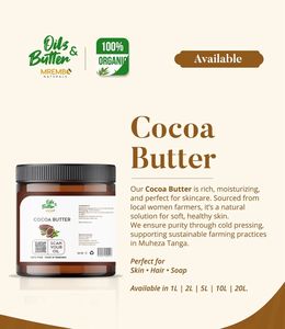 Manteca de Cacao Orgánica Natural Prensada en Frío de Tanzania, Fragancia Fresca, Loción Corporal Hidratante Segura para Todo Tipo de Piel, Sostenible - Product Image 5