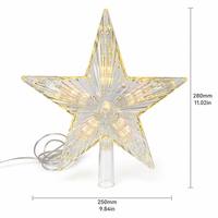 Kristall-facettierter LED-Stern als Baumspitze, 5-zackig, warmweiß beleuchtet, Weihnachtsbaum-Stern-Dekoration, EU-Stecker