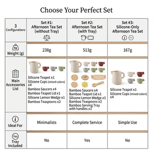 Ensemble de thé de l'après-midi Montessori en silicone et bois, jouet de <span class=keywords><strong>cuisine</strong></span> d'imitation pour tout-petits, jouet sensoriel de dentition de qualité alimentaire, vente en gros - Product Image 5