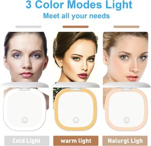Personalised Square <b>Plastic</b> Compact Pocket Cosmetic <b>Mirror</b> Magnifying LED Light Dual Sided Foldable Fashionable Portable <b>Mirror</b> - Product Image 3