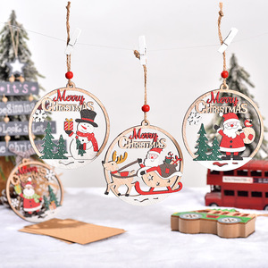 Decoraciones navideñas Árbol de Navidad Colgante Madera Santa Muñeco de nieve Colgantes Árbol de madera Adorno colgante - Product Image 3