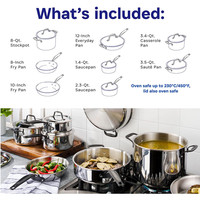 Ensemble d'ustensiles de cuisine en acier inoxydable, 14 pièces, casseroles et poêles à noyau de cuivre à 5 plis, marmite de cuisine, ensemble de casseroles de four néerlandais