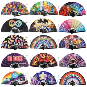 New Arrival Custom Rave Festival Folding Hand Fan