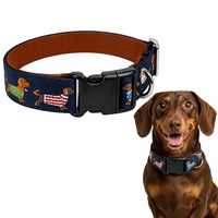 Dackel-Nadelstickerei-Hundehalsband mit Schnellverschluss für Luxuriöse Verstellbare Personalisierte Maßgefertigte Haustierhalsbänder vom Hersteller