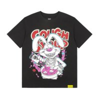 T-shirt Vintage Col Rond 100% Coton, Imprimé Lapin de Dessin Animé et Sirop contre la Toux, Mode Jeunesse et Adolescents, Vente en Gros Direct Usine